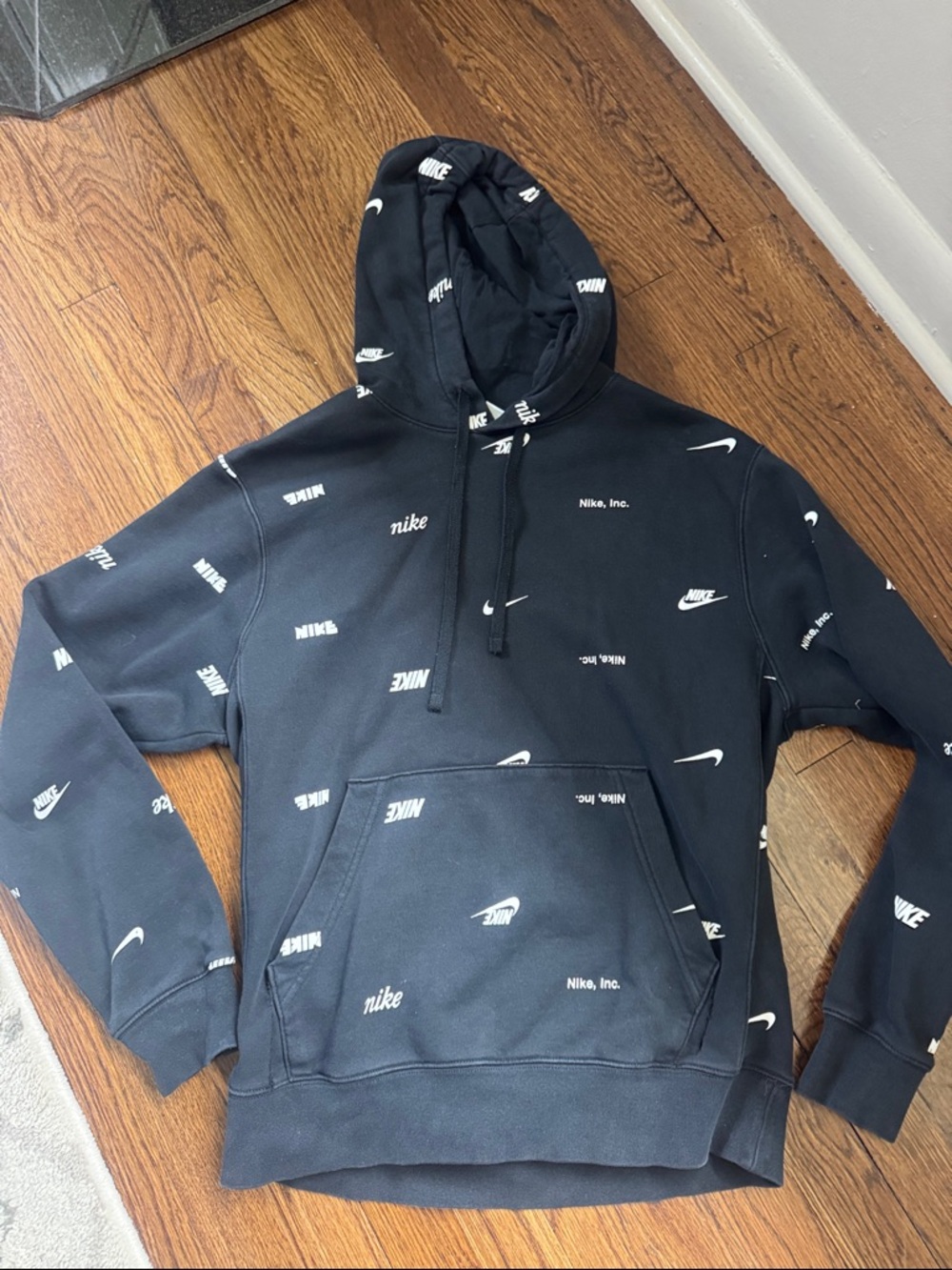 Nike Black Hoodie with White Allover Logos